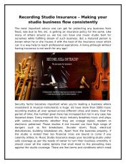Recording Studio Insurance – Making your studio business flow consistently.doc